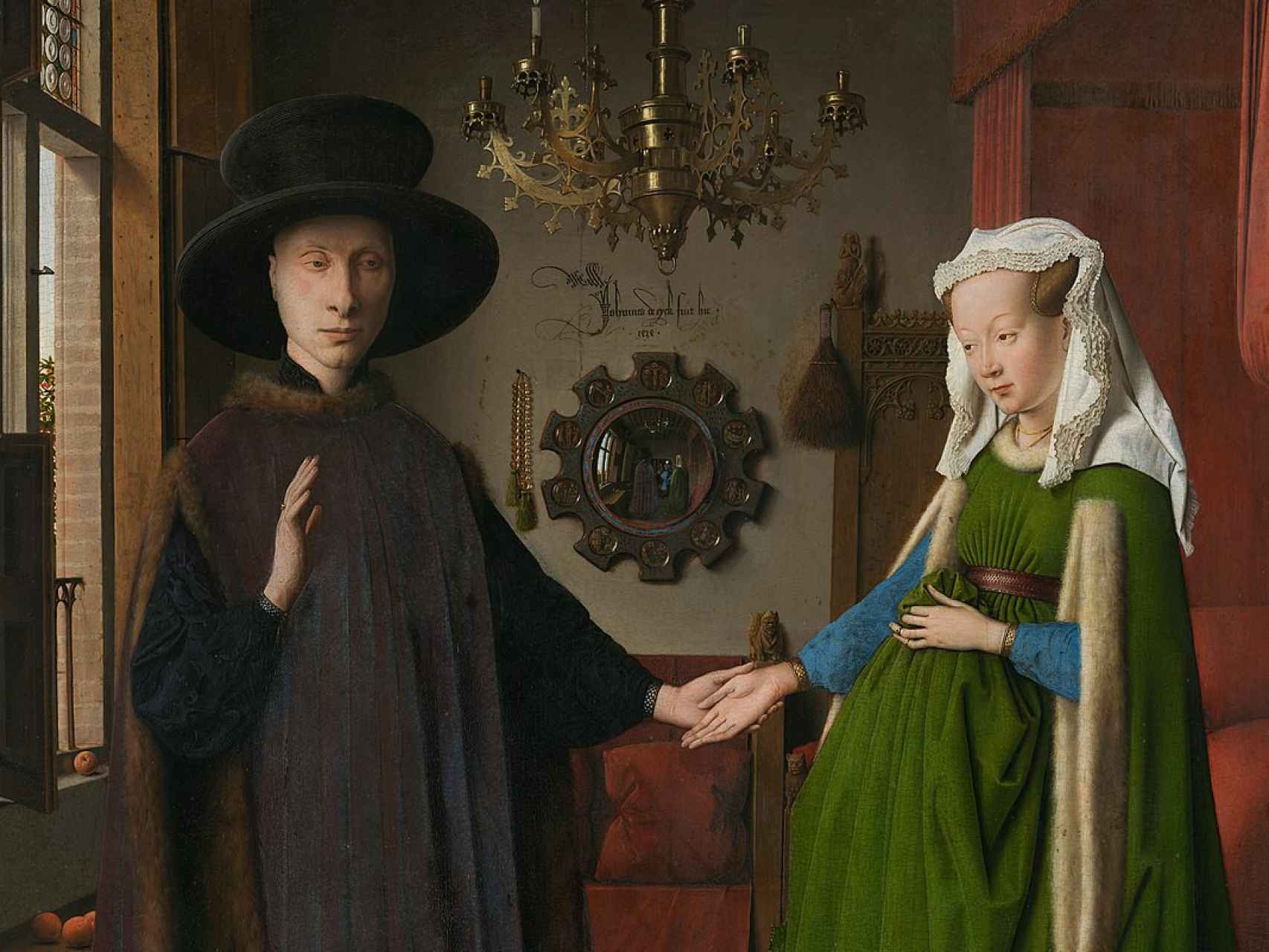 Detalle del 'Retrato de Giovanni Arnolfini y su esposa', de Jan Van Eyck.