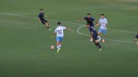 David Larrubia durante el Málaga CF vs. San Fernando de pretemporada