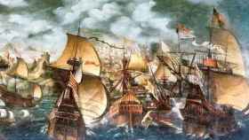 Óleo de la Armada Invencible atribuido al pintor inglés Nicholas Hilliard.