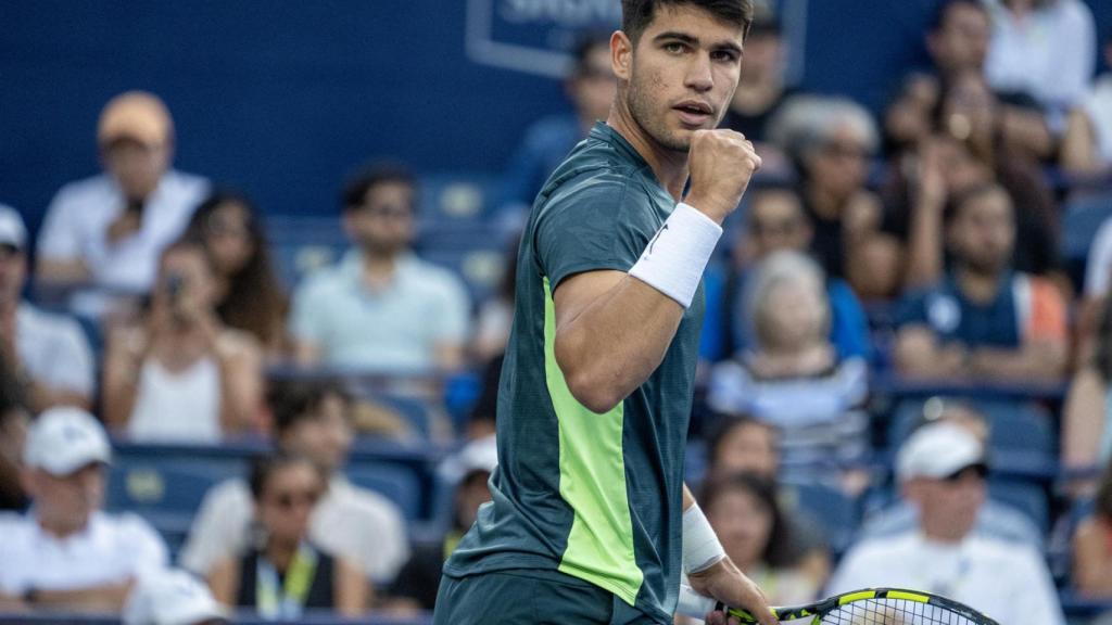 Carlos Aclaraz celebrando un punto en el Master de Toronto