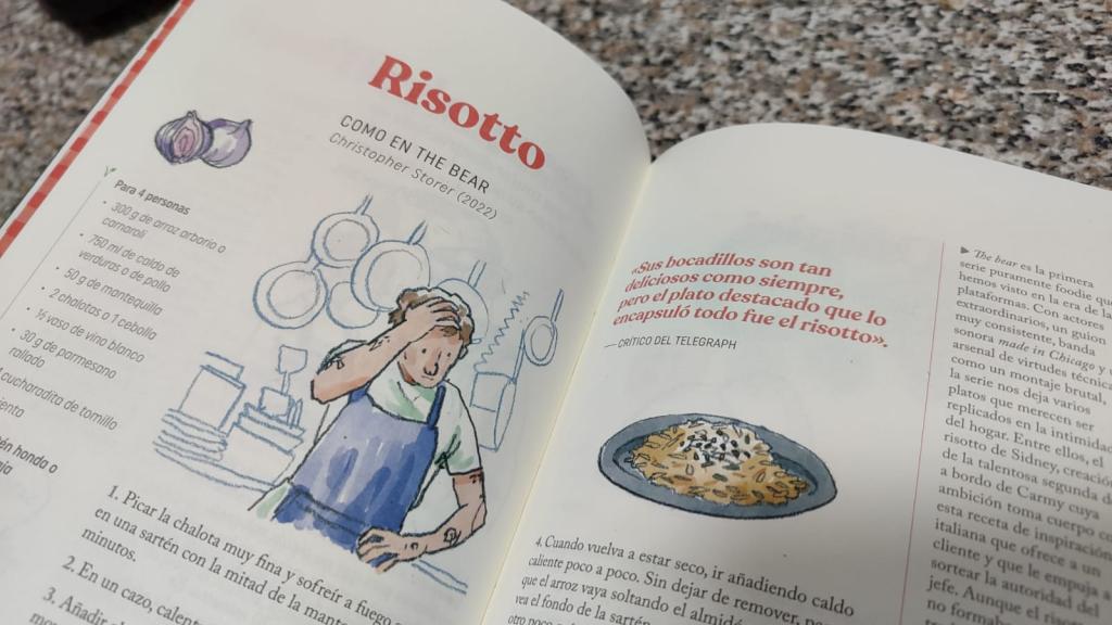 La receta del risotto de 'The Bear' en el libro 'Cocinando con palomitas'.