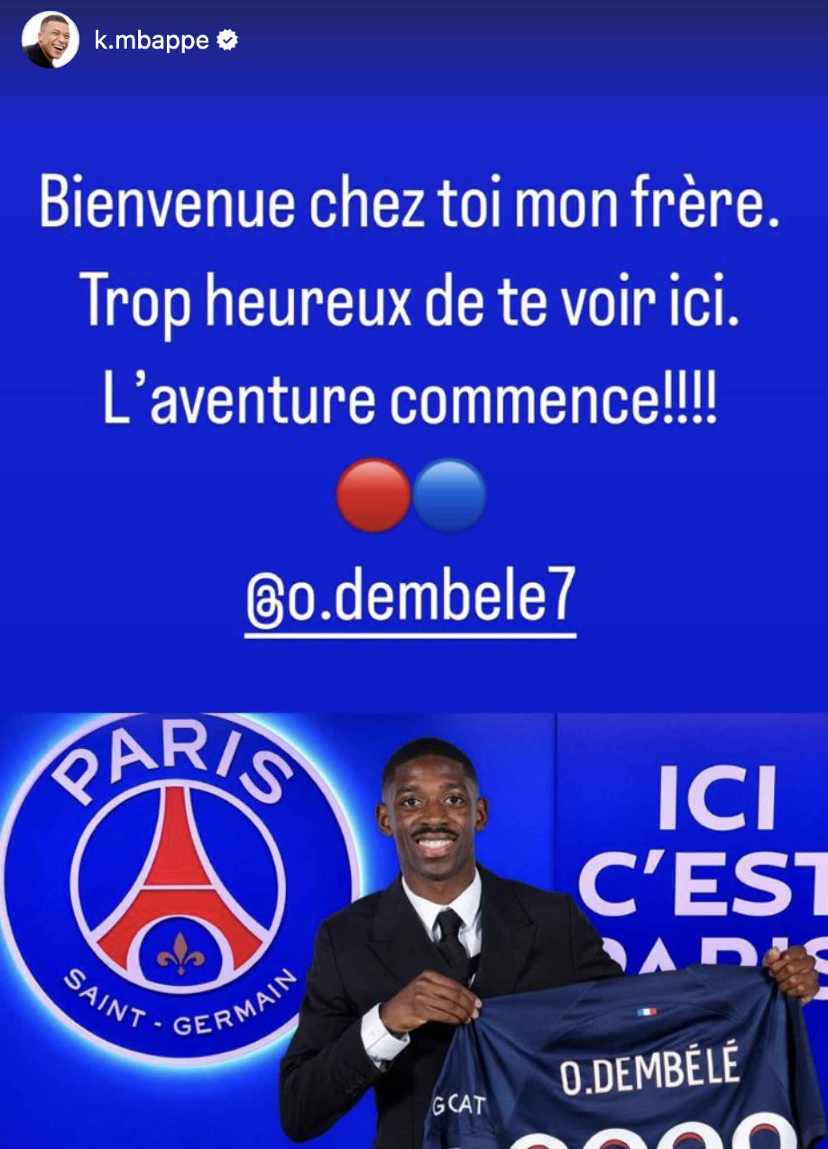 La forma en la que Mbappé le dio la bienvenida a Dembélé.
