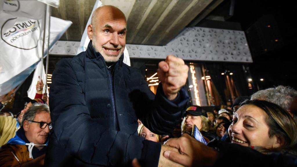 El precandidato presidencial Horacio Rodríguez Larreta, el 7 de agosto en un acto de campaña en Buenos Aires.