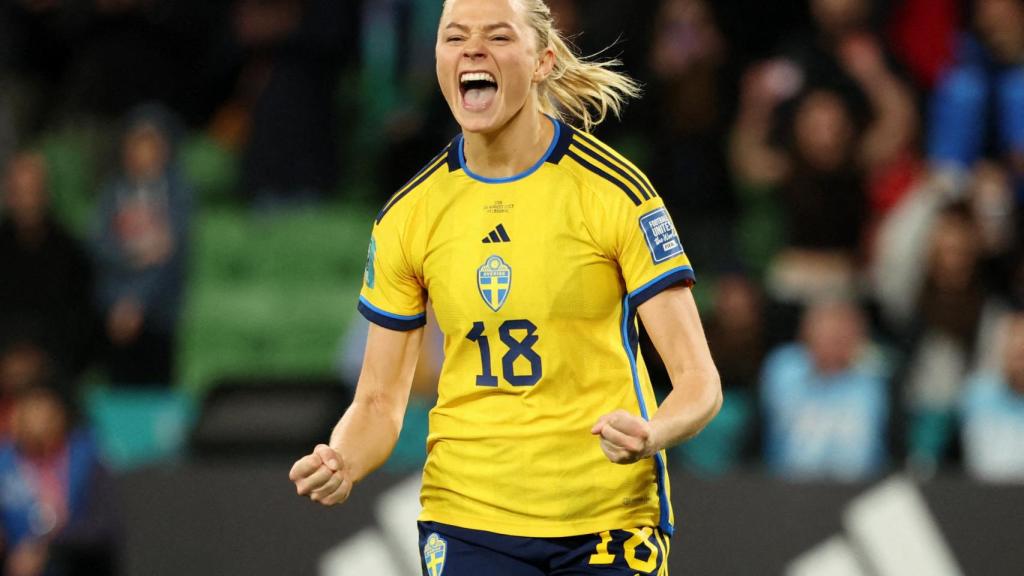 Rolfo celebra un gol en este Mundial con Suecia.