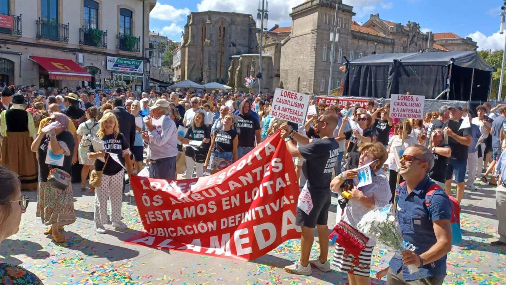 Protesta de los vendedores ambulantes de Pontevedra.