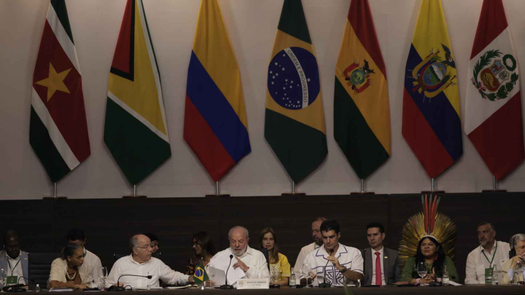 Los presidentes de los países de la región amazónica reunidos en la Cumbre del pasado martes.