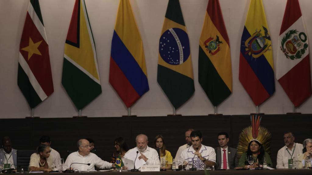 Los presidentes de los países de la región amazónica reunidos en la Cumbre del pasado martes.