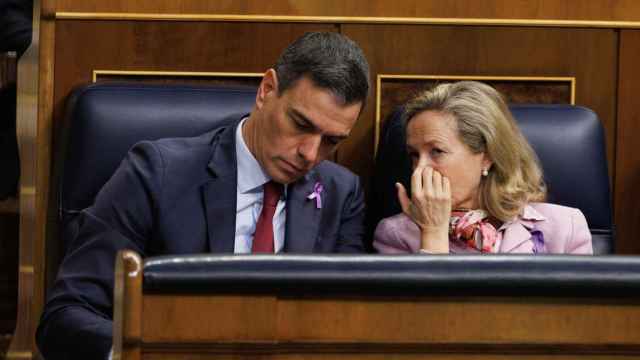 Pedro Sánchez y Nadia Calviño el pasado mes de marzo en el Congreso de los Diputados.