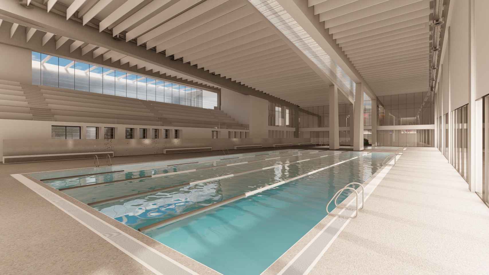 Imagen digital que muestra cómo será una de las piscinas cubiertas.