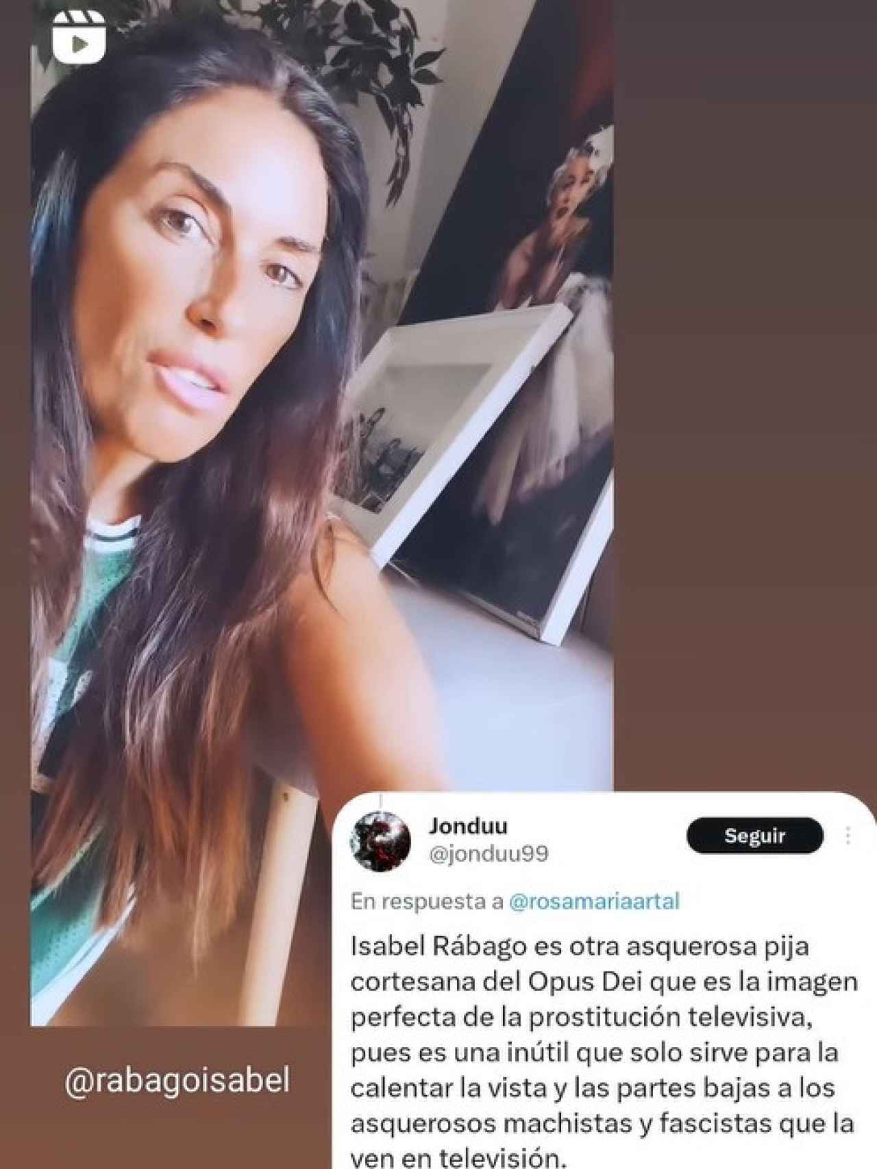 Historia de Isabel Rábago en Instagram.