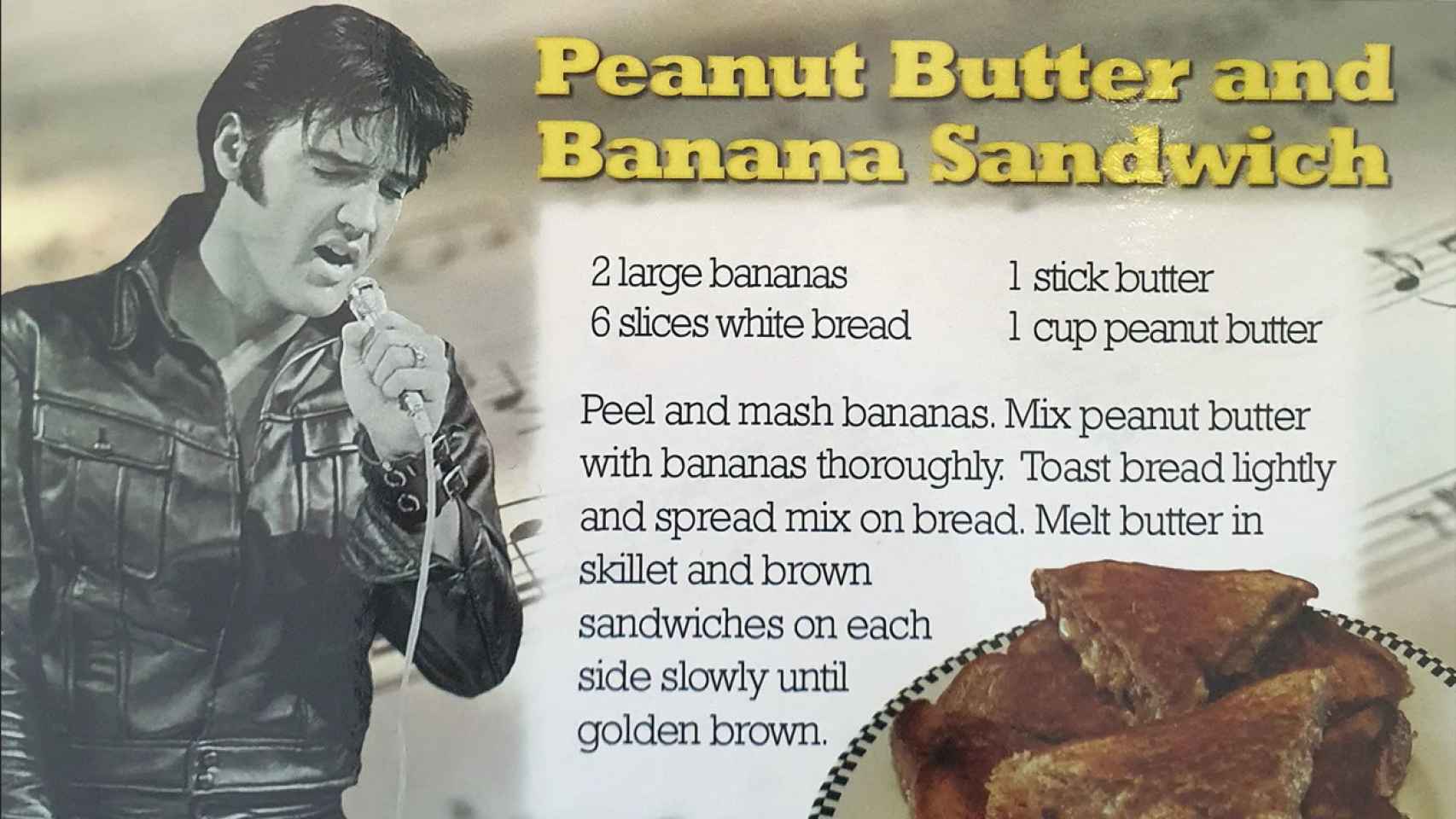 La receta del 'Sándwich Elvis' en uno de los libros de recetas de Elvis Presley.