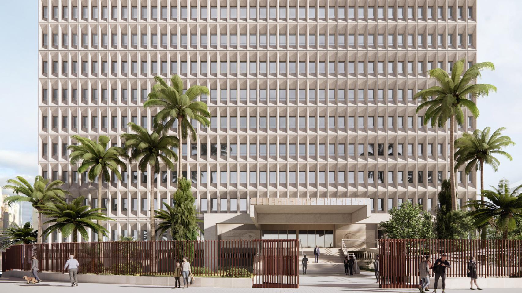 Vista frontal del edificio de Hacienda en Málaga.