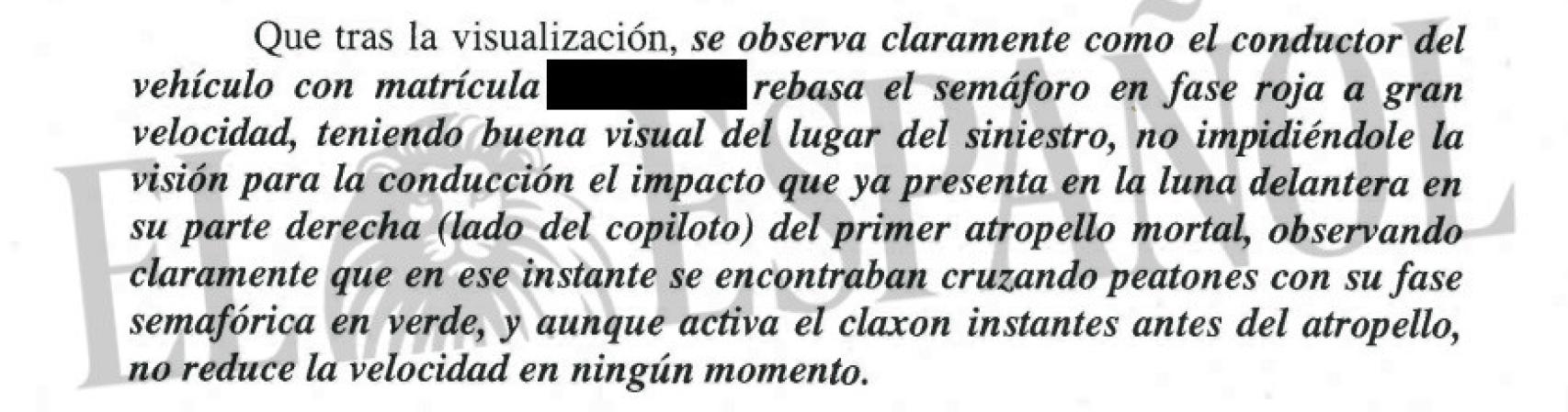 Fragmento del informe policial.