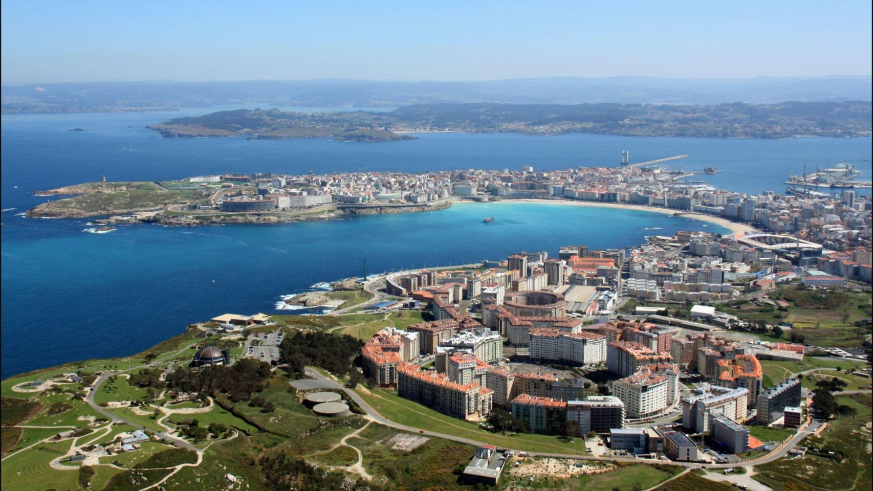 Vista aérea de A Coruña.