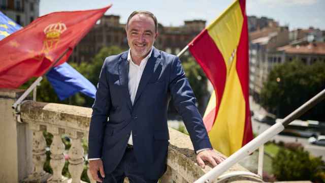 Javier Esparza, presidente de UPN, en la sede del partido en Pamplona.