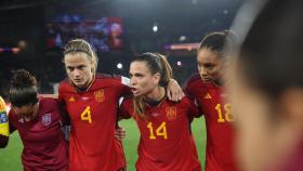 Las futbolistas de la Selección antes de la final del Mundial contra Inglaterra