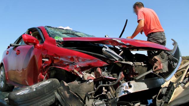 Estado en el que quedó el vehículo en el accidente de San Martín de Yeltes