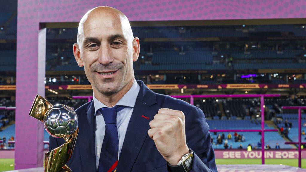 Luis Rubiales, presidente de la Federación, durante la celebración del Mundial femenino.