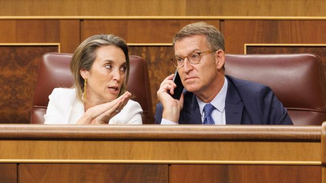 Alberto Núñez Feijóo junto a Cuca Gamarra, el pasado jueves en la sesión de constitución de las Cortes.