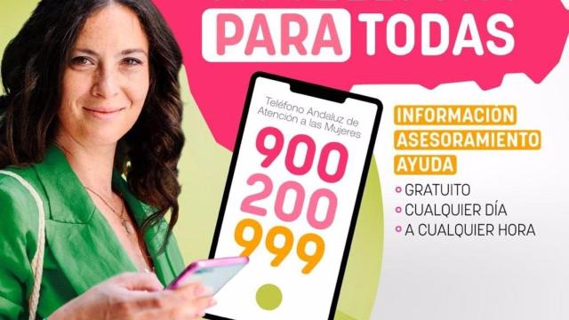 Cartel del teléfono andaluz de atención a las mujeres.