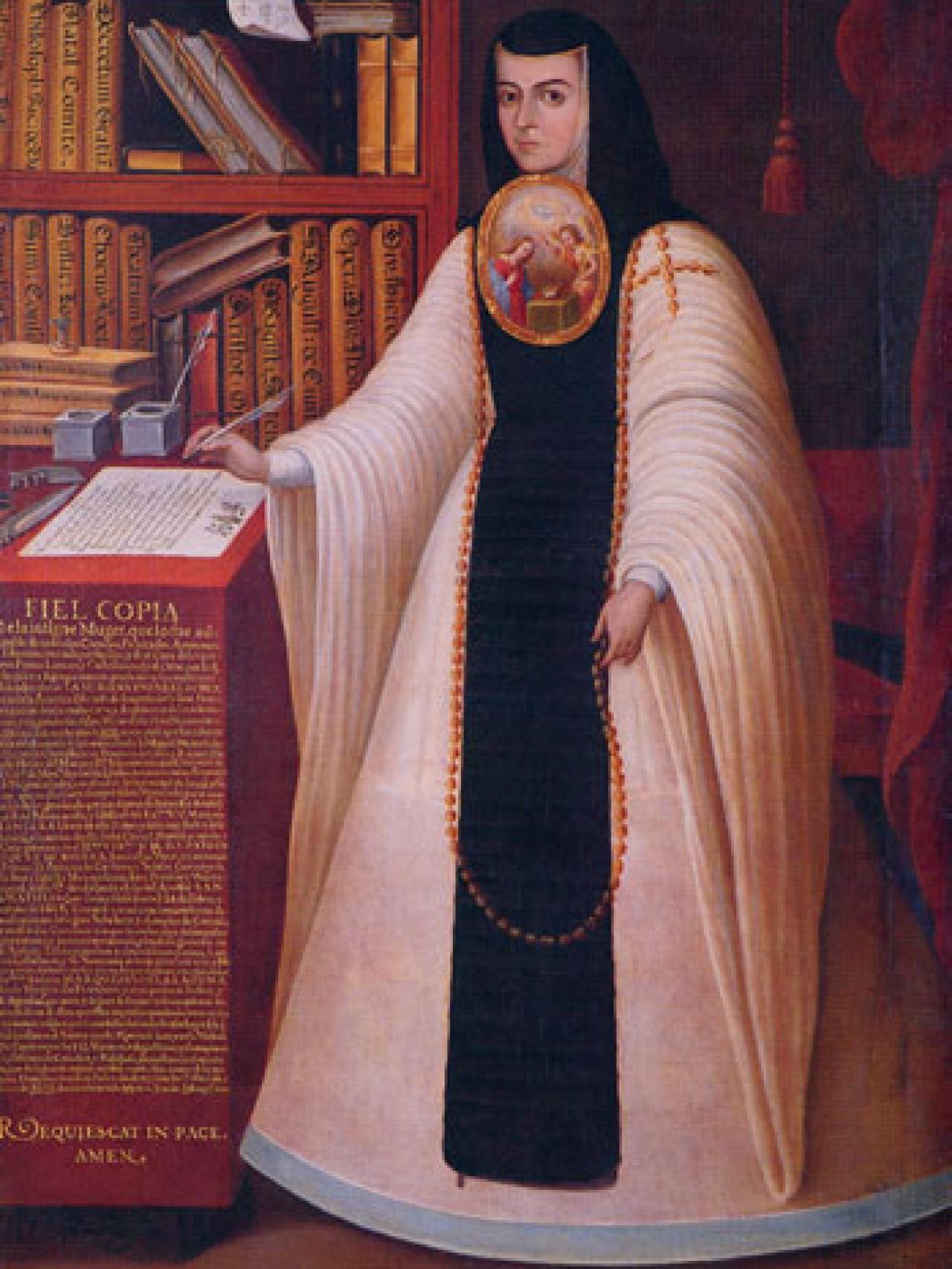 Retrato de Sor Juana Inés de la Cruz (1648-1695), ”copia fiel” siglo XVIII, de Juan de Miranda hacia 1713.