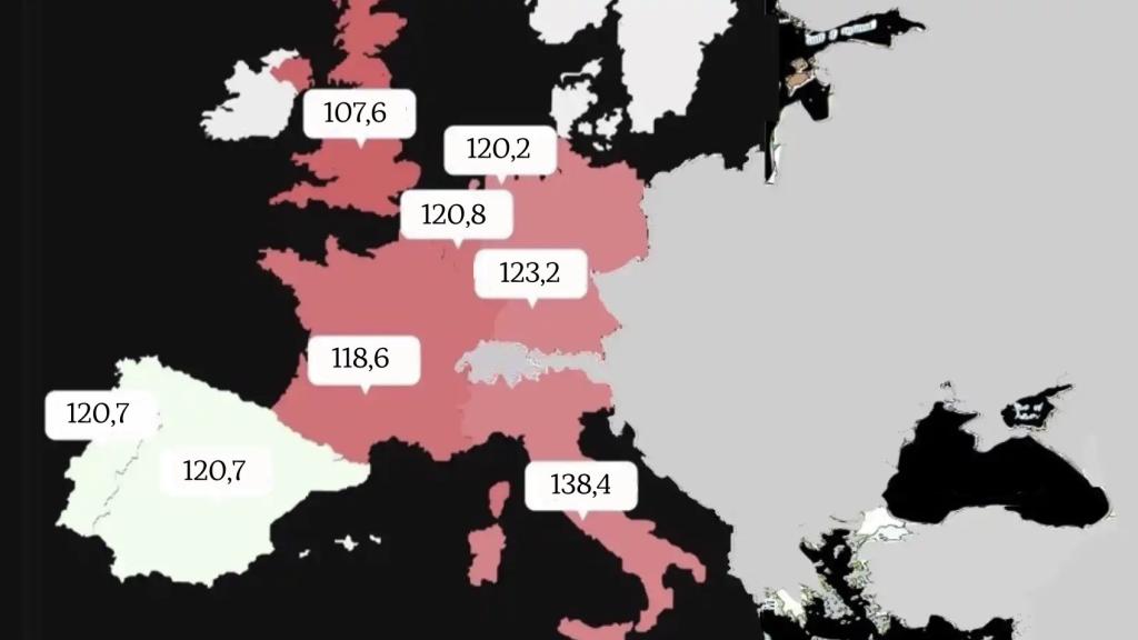 Precios eléctricos por países de Europa del 22/08/2023