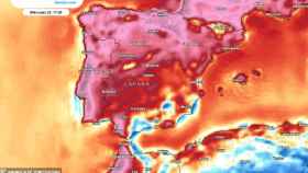 Mapa de Meteored de la ola de calor que asola a todo el país este jueves.