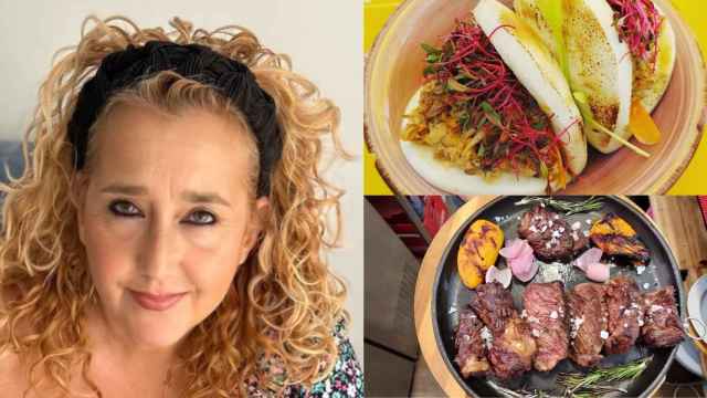 Lola Cabrillana y platos de algunos de sus lugares favoritos.