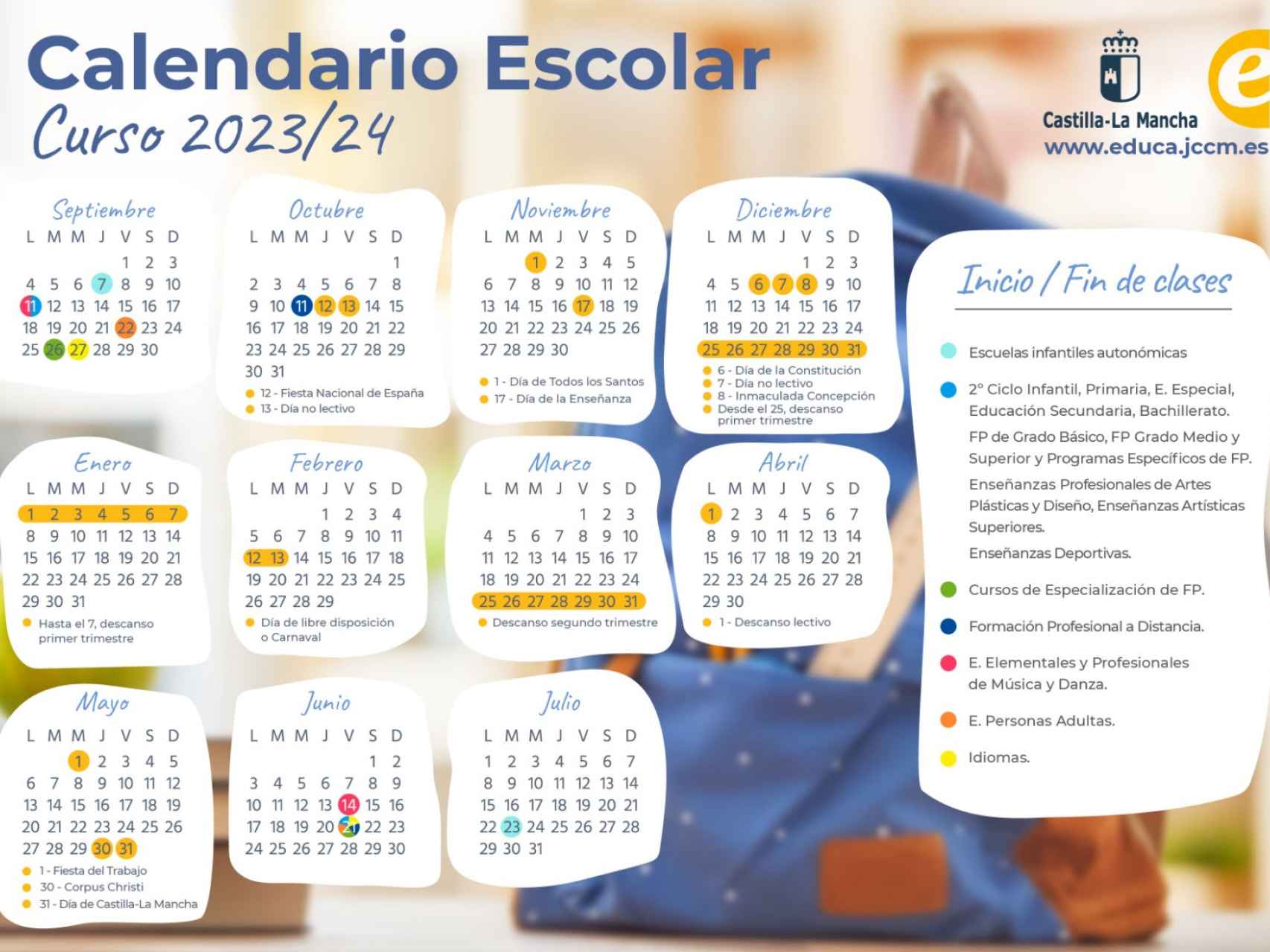 Calendario escolar Castilla-La Mancha 2023-24