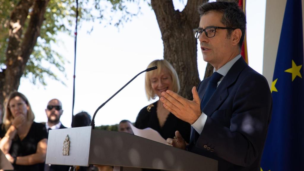 El ministro en funciones de la Presidencia, Félix Bolaños, en el acto de entrega de restos de las víctimas de la Guerra Civil el pasado 20 de agosto.