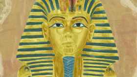 Dibujo de la máscara funeraria de Tutankamón.