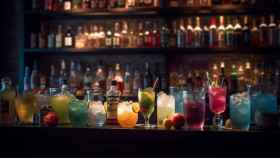 Bebidas en la barra de un bar