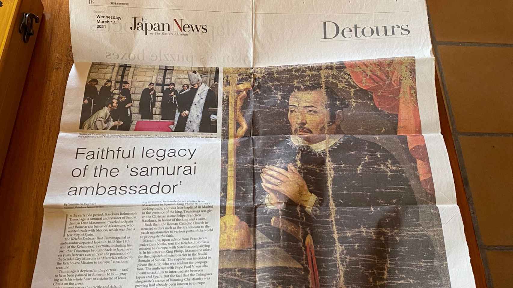 Recorte de prensa del 'Japan Times' sobre la ascendencia japonesa de Coria del Río.