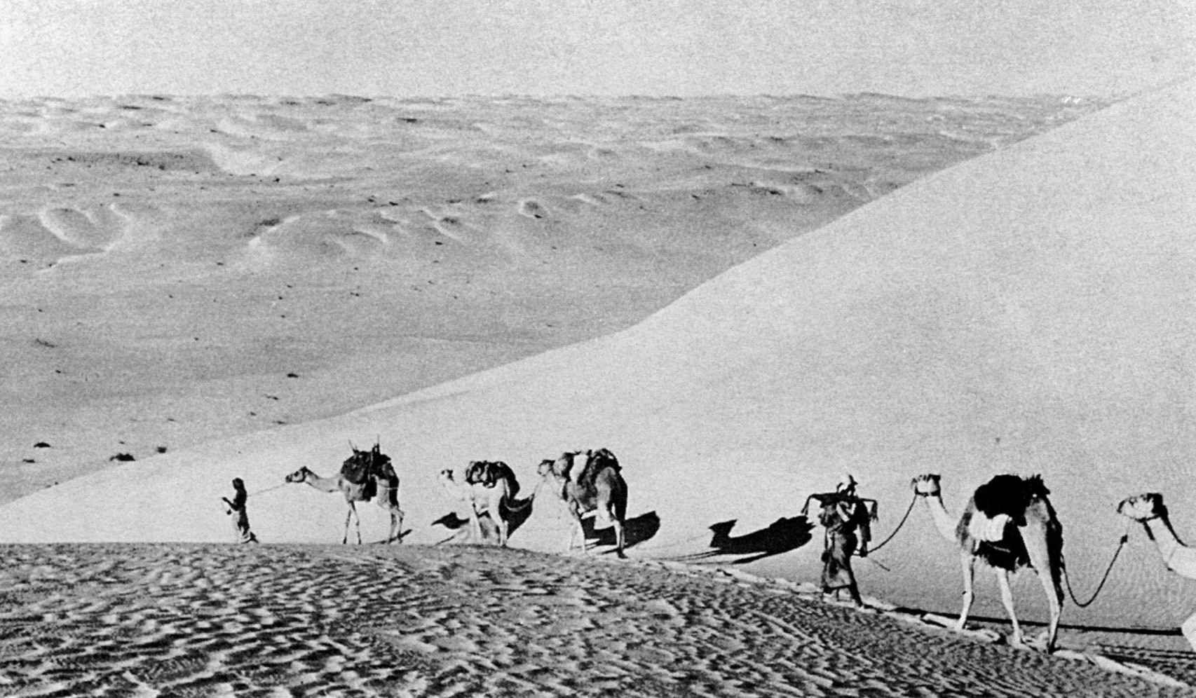 Caravana de camellos en Rub al-Jali.