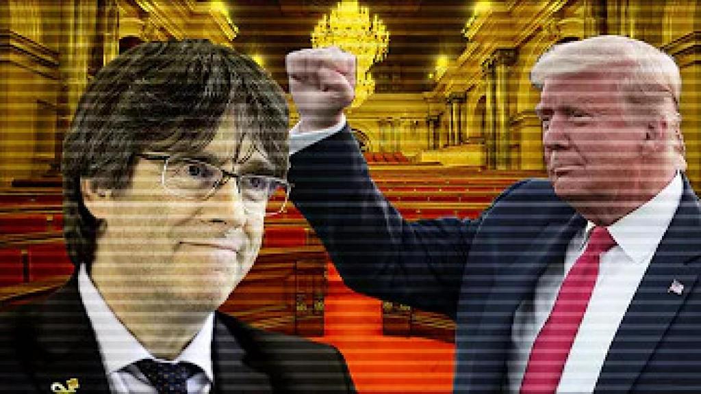 Miniatura del vídeo político galardonado que compara a Puigdemont con Trump.