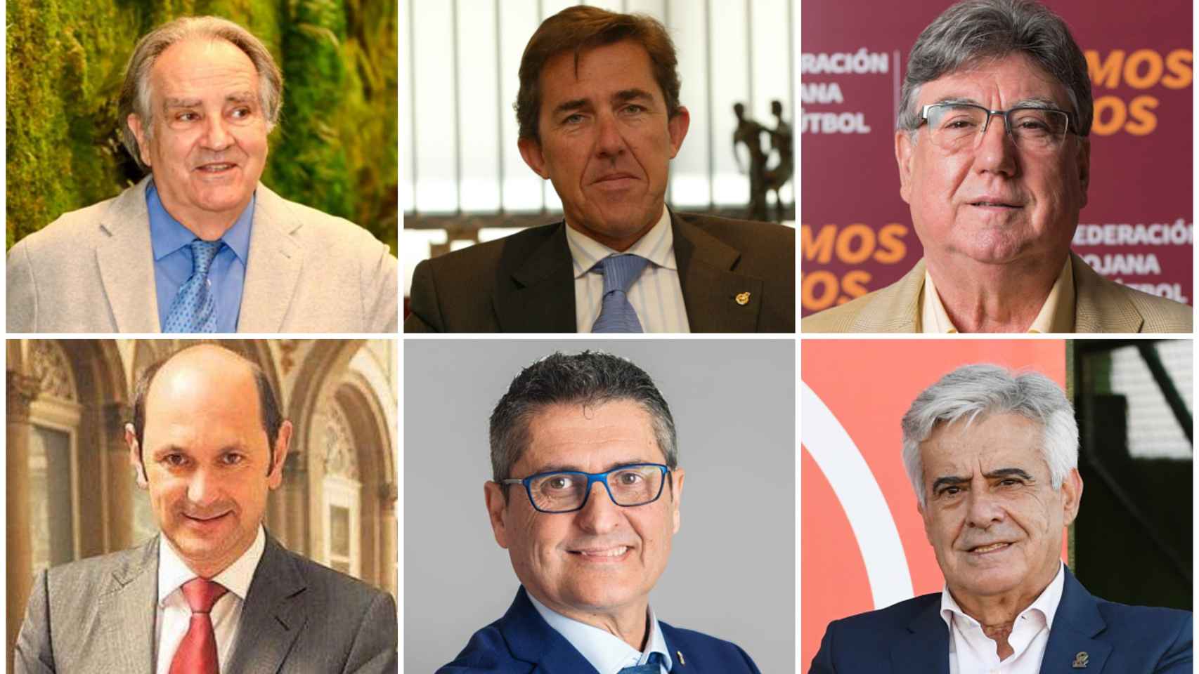 De izq. a dcha. y de arriba a abajo: Óscar Fle Latorre, Manuel Monje, Antonio García, Jacinto Alonso, Rafael Louzán y Pedro Rocha).