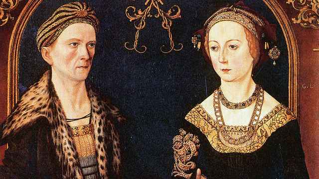 Jacob y su mujer, Sibila Fugger. Pintura al óleo de Hans Burgkmair el Viejo, 1498.
