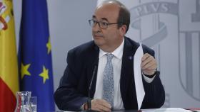 El ministro de Cultura, Miquel Iceta, durante la rueda de prensa ofrecida tras la reunión del Consejo de Ministros