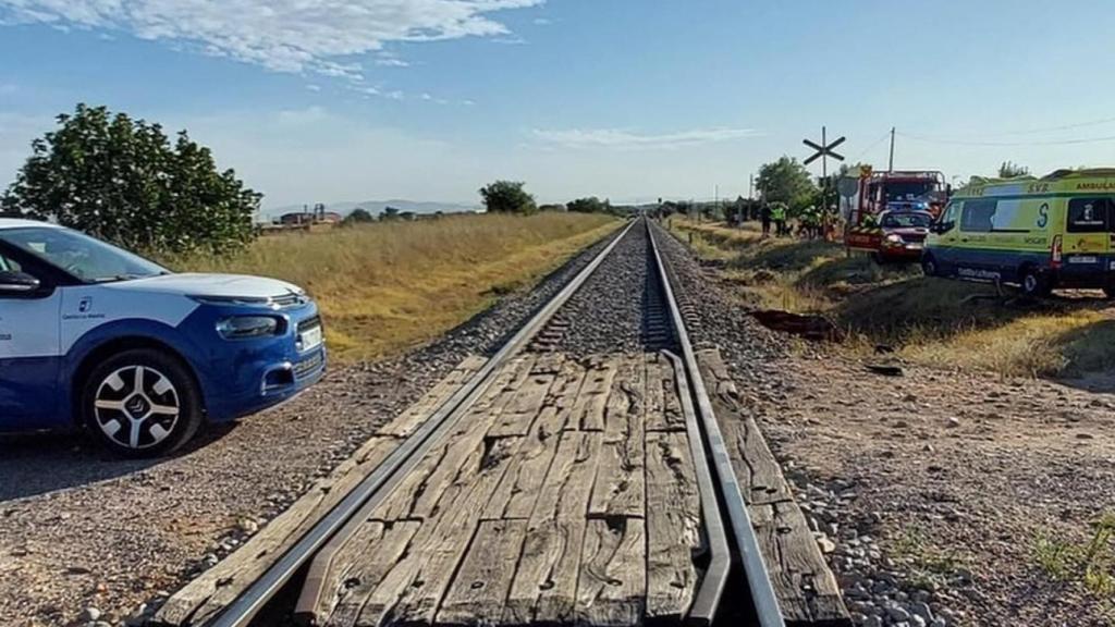 El paso a nivel sin barreras de Alberche del Caudillo. Foto: CPEIS Toledo.