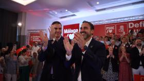 Pedro Sánchez en un mitin en Málaga con Dani Pérez.