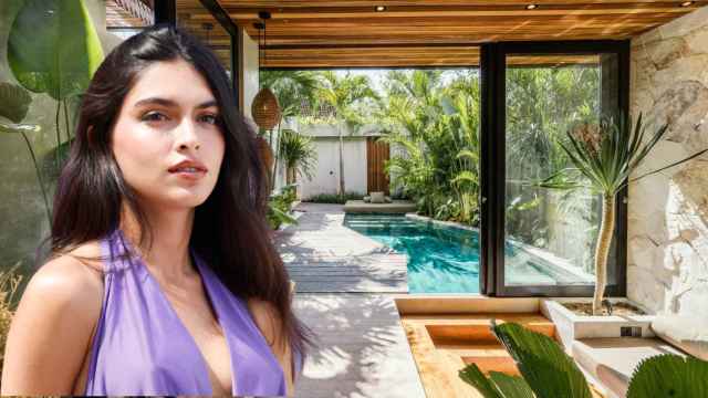 Lucía Rivera, en su villa en Bali, en un montaje de JALEOS.