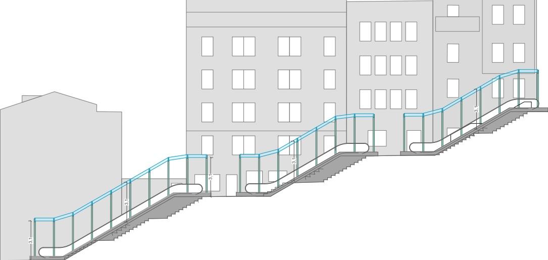 Recreación del proyecto de escaleras mecánicas en Adelaida Muro