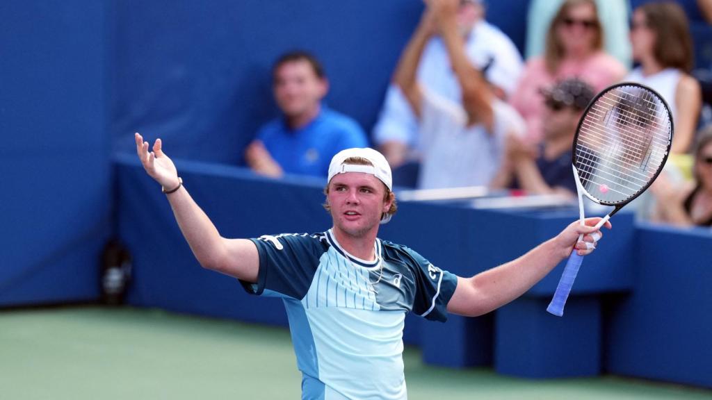 Dominic Stricker, en el partido ante Tsitsipas en el US Open.