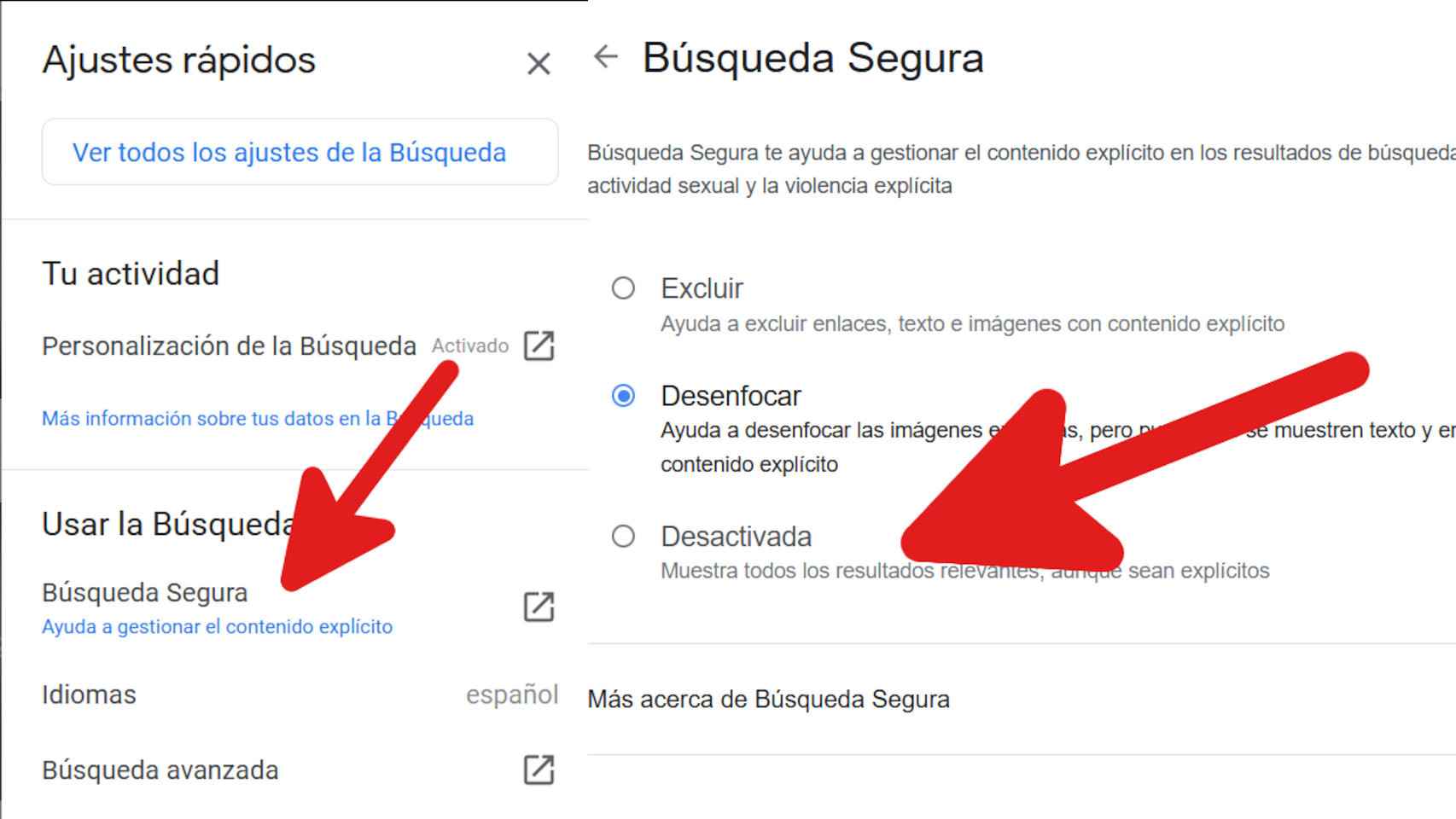 Cómo desactivar la búsqueda segura de imágenes en Google
