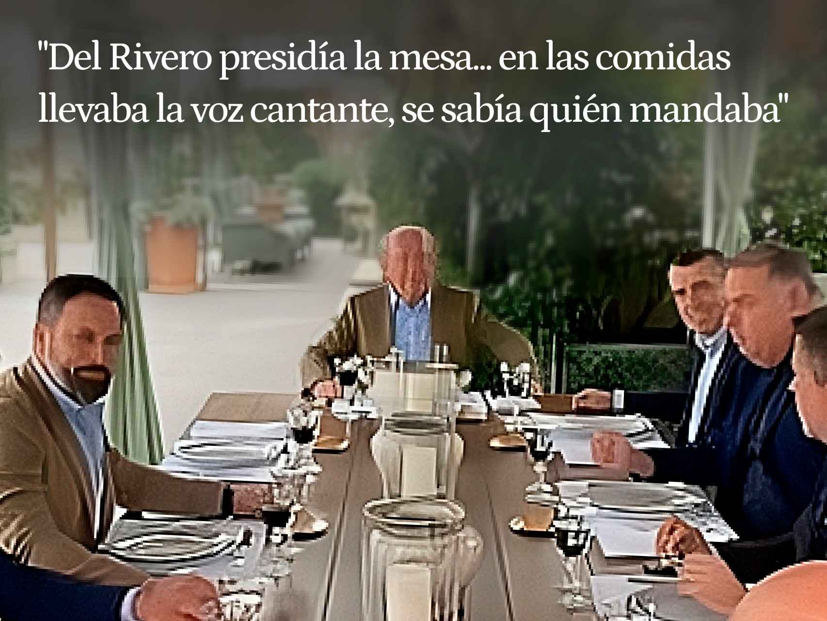 El empresario Luis del Rivero preside una comida entre el presidente de Vox, Santiago Abascal; el presidente de la Fundación Ingenio, Adolfo García,  y los principales agentes del campo murciano.