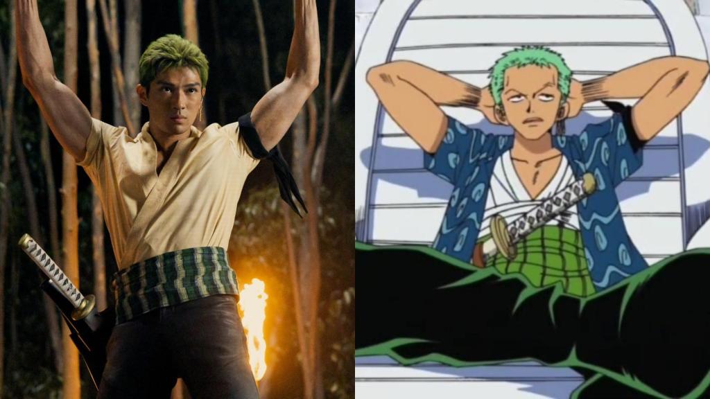 Comparación de Zoro en el remake y en el anime.