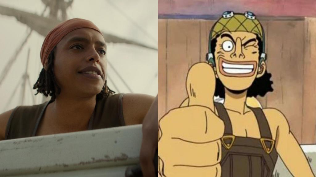 Comparación de Usopp en el remake y en el anime.