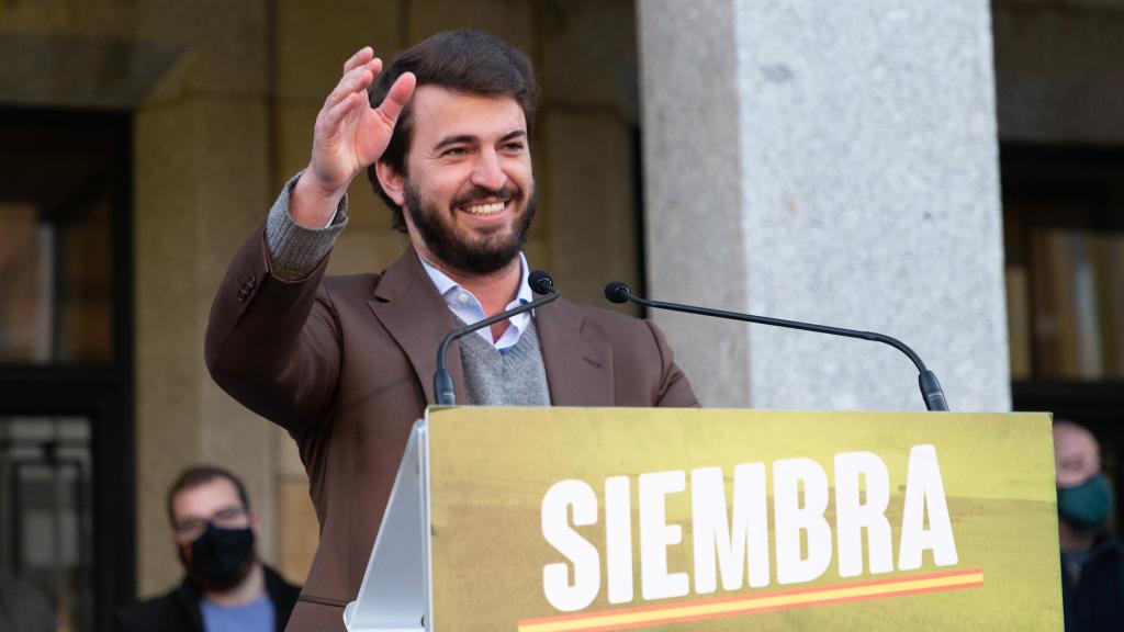 El vicepresidente de la Junta, Juan García-Gallardo, en un mitin de campaña en Zamora.