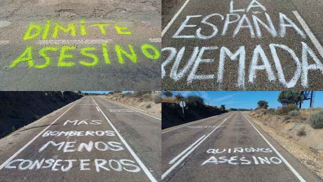 Pintadas en la carretera de acceso a Villardeciervos