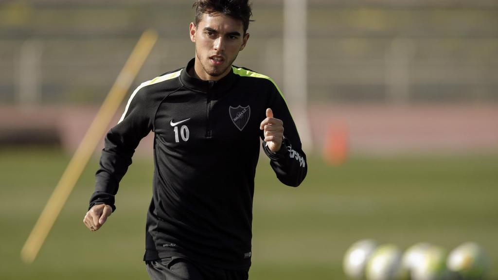 El futbolista Ricardo Horta vistiendo el escudo del Málaga CF.